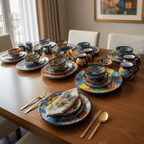 Talavera Dinnerware Set | 51 - Piece Floral Tableware for 8 Talavera Dinnerware Set La Vie Bien Talavera Dinnerware Set | 51 - Piece Floral Tableware for 8