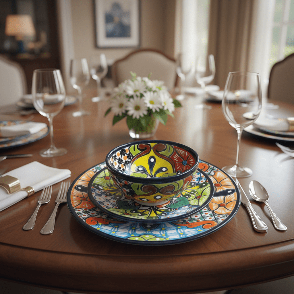 Talavera Dinnerware Set | 51 - Piece Floral Tableware for 8 Talavera Dinnerware Set La Vie Bien Talavera Dinnerware Set | 51 - Piece Floral Tableware for 8