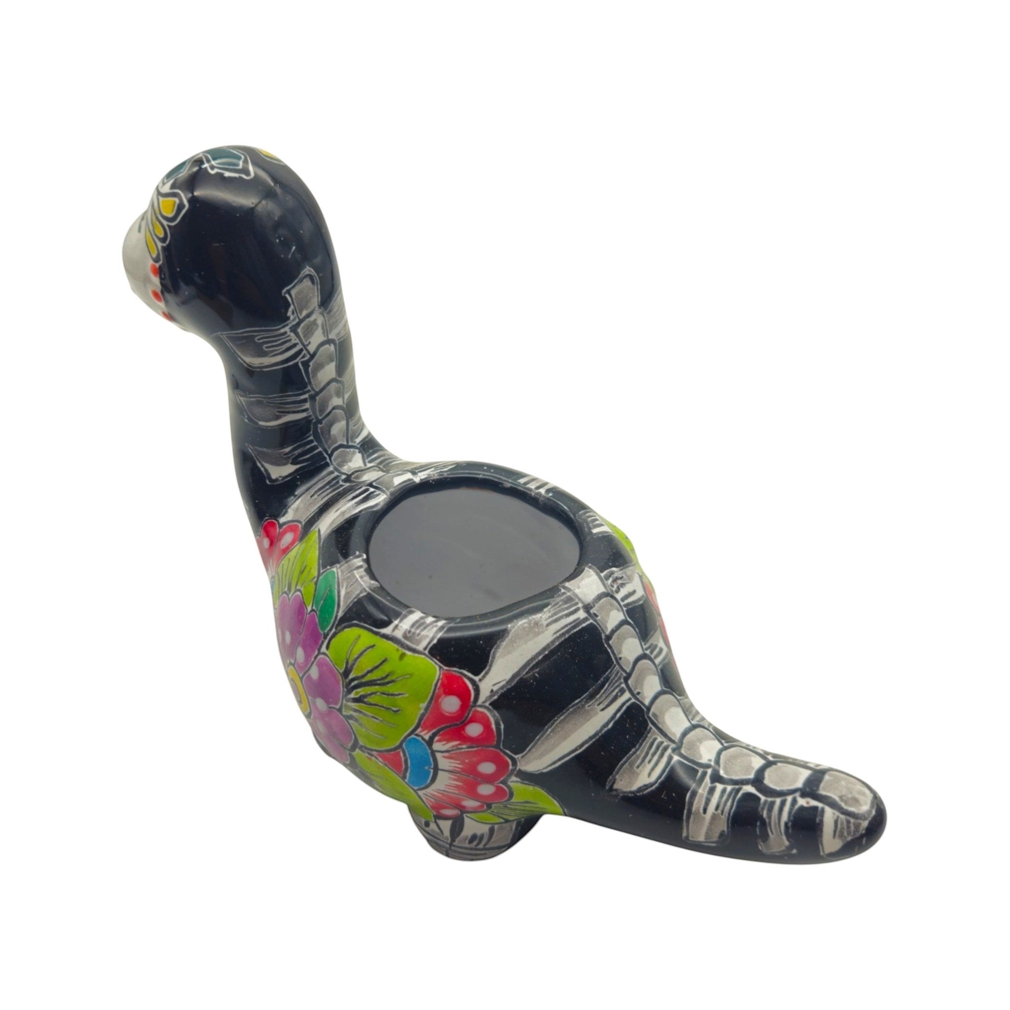 Talavera Dinosaur Planter | Day of the Dead Brachiosaurus Talavera Planter La Vie Bien Talavera Dinosaur Planter | Day of the Dead Brachiosaurus