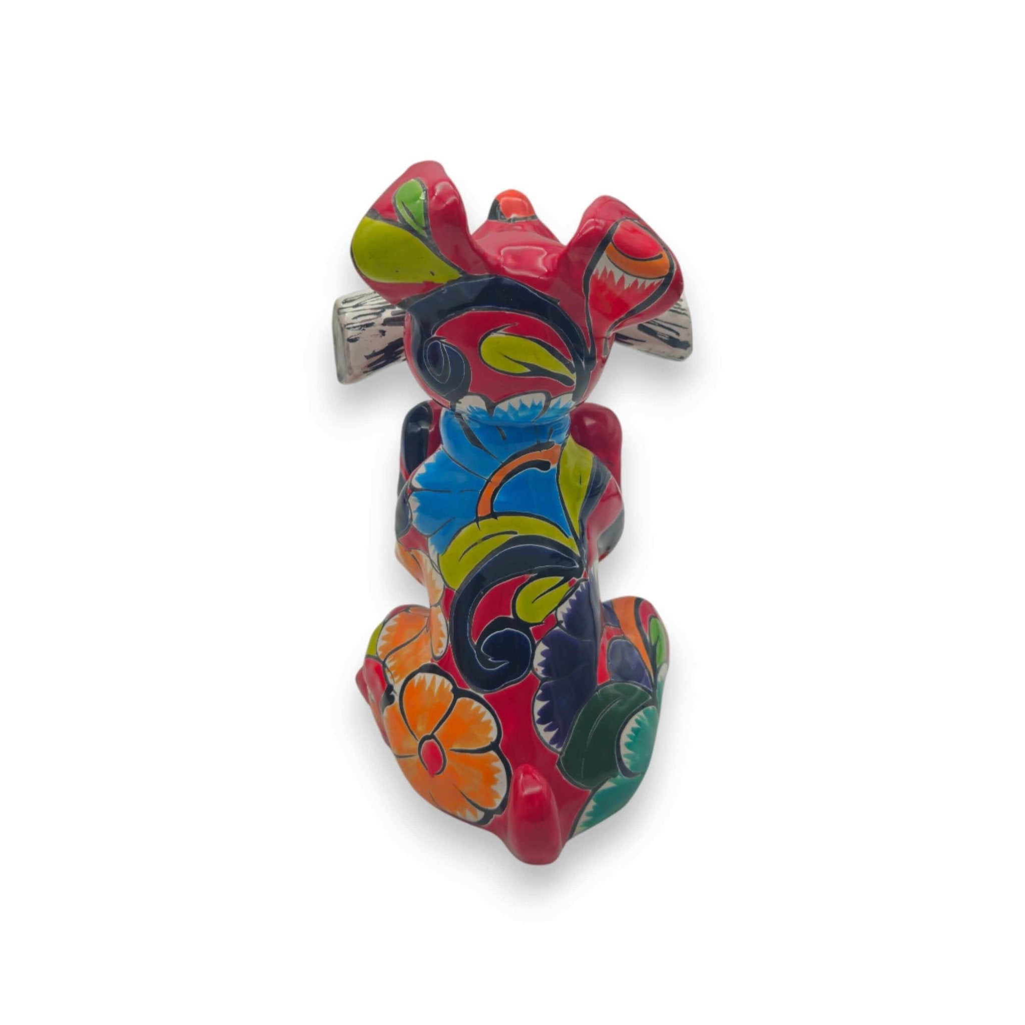 Talavera Dog Holding Newspaper Statue | Colorful Mexican Garden Art Talavera Statue La Vie Bien Talavera Dog Holding Newspaper Statue | Colorful Mexican Garden Art