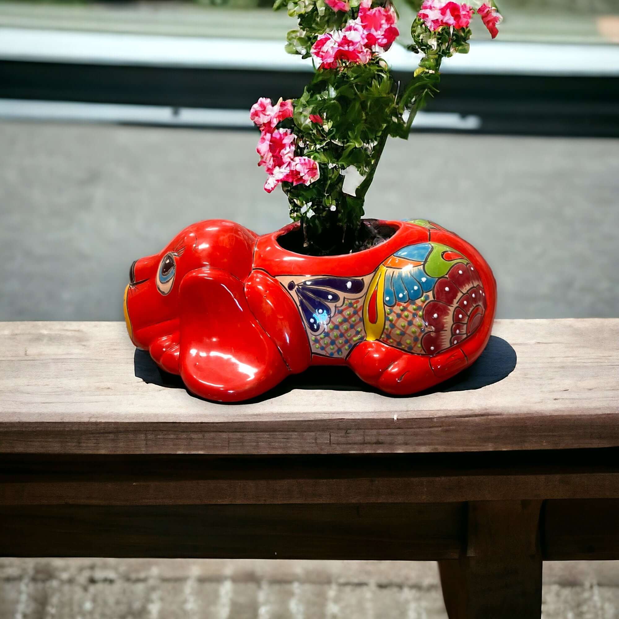 Talavera Dog Planter | Hand - Painted Mexican Pottery Decor Talavera Planter La Vie Bien Talavera Dog Planter | Hand - Painted Mexican Pottery Decor