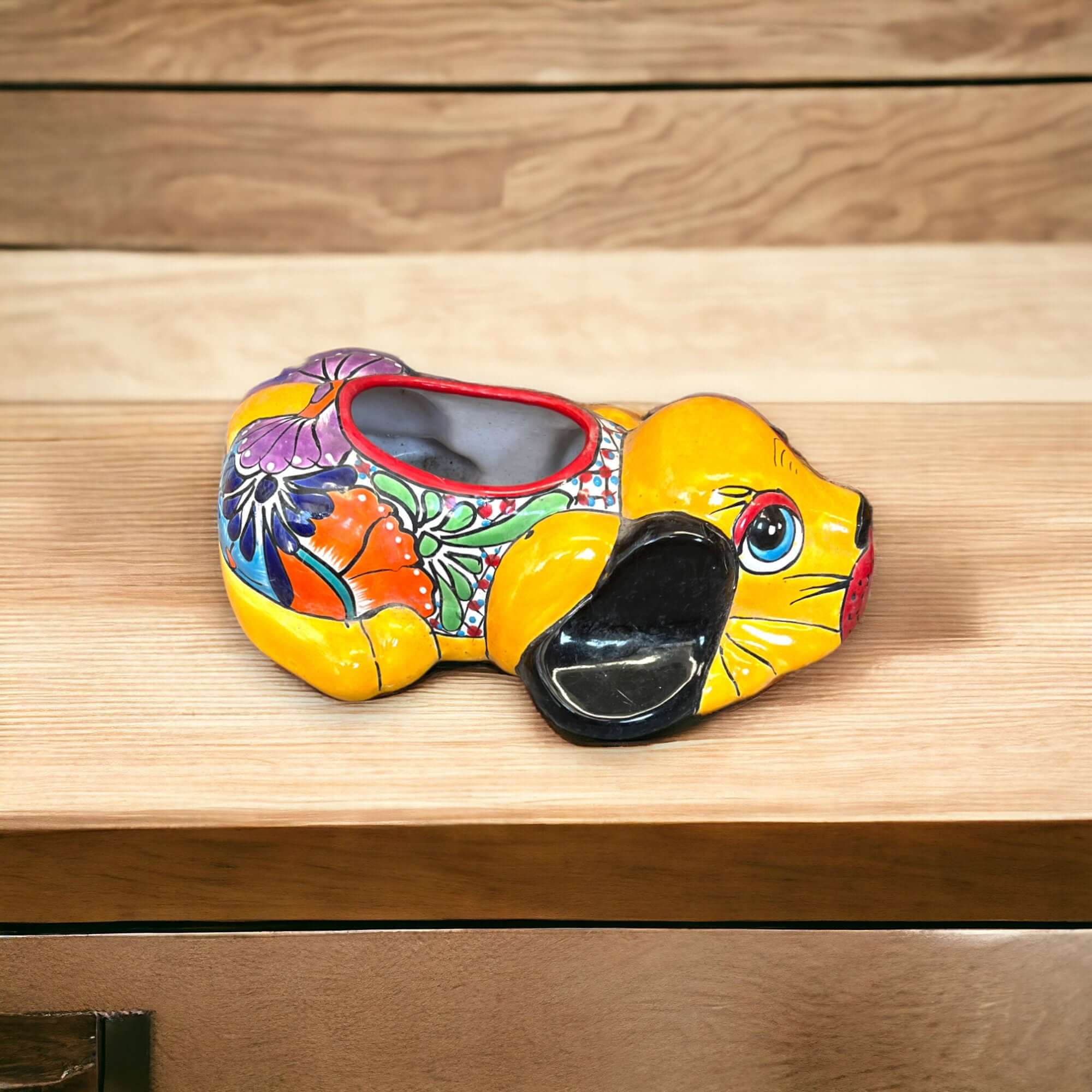 Talavera Dog Planter | Hand - Painted Mexican Pottery Decor Talavera Planter La Vie Bien Talavera Dog Planter | Hand - Painted Mexican Pottery Decor