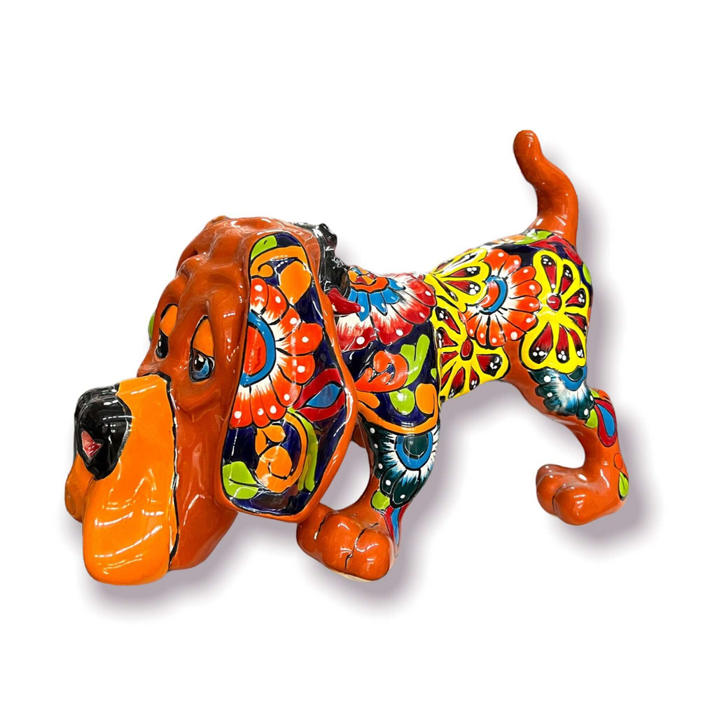Talavera Dog Statue | Colorful Hand-Painted Mexican Pottery Hound Talavera Statue La Vie Bien Talavera Dog Statue | Colorful Hand-Painted Mexican Pottery Hound