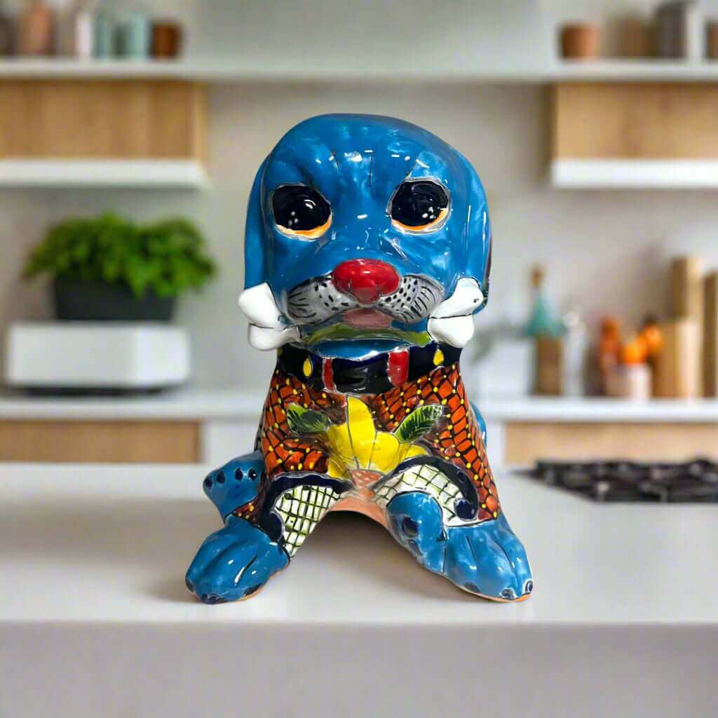 Talavera Dog Statue | Colorful Hand - Painted Mexican Puppy Decor Talavera Statue La Vie Bien Talavera Dog Statue | Colorful Hand - Painted Mexican Puppy Decor