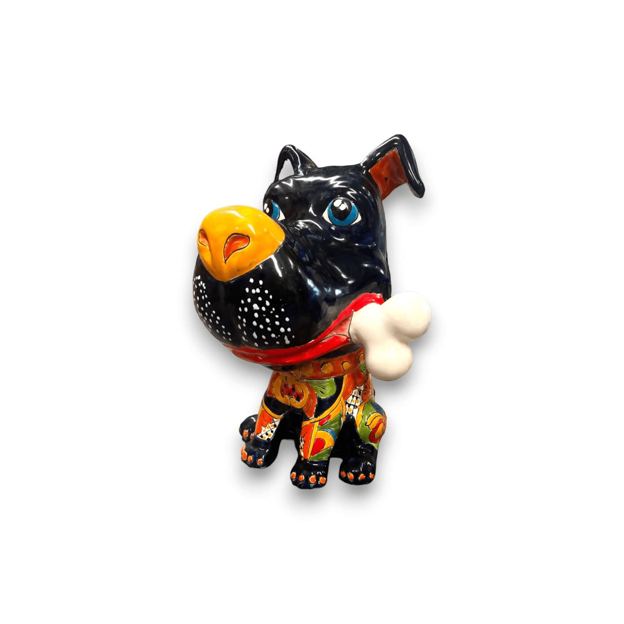 Talavera Dog with Bone | Handpainted Ceramic Canine Decor (Extra Large) Talavera Statue La Vie Bien Talavera Dog with Bone | Handpainted Ceramic Canine Decor (Extra Large)