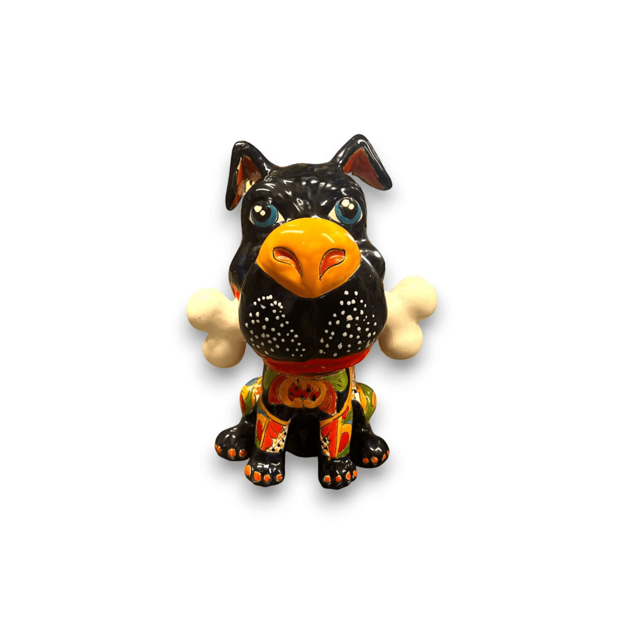 Talavera Dog with Bone | Handpainted Ceramic Canine Decor (Extra Large) Talavera Statue La Vie Bien Talavera Dog with Bone | Handpainted Ceramic Canine Decor (Extra Large)