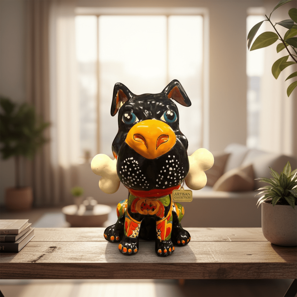 Talavera Dog with Bone | Handpainted Ceramic Canine Decor (Extra Large) Talavera Statue La Vie Bien Talavera Dog with Bone | Handpainted Ceramic Canine Decor (Extra Large)