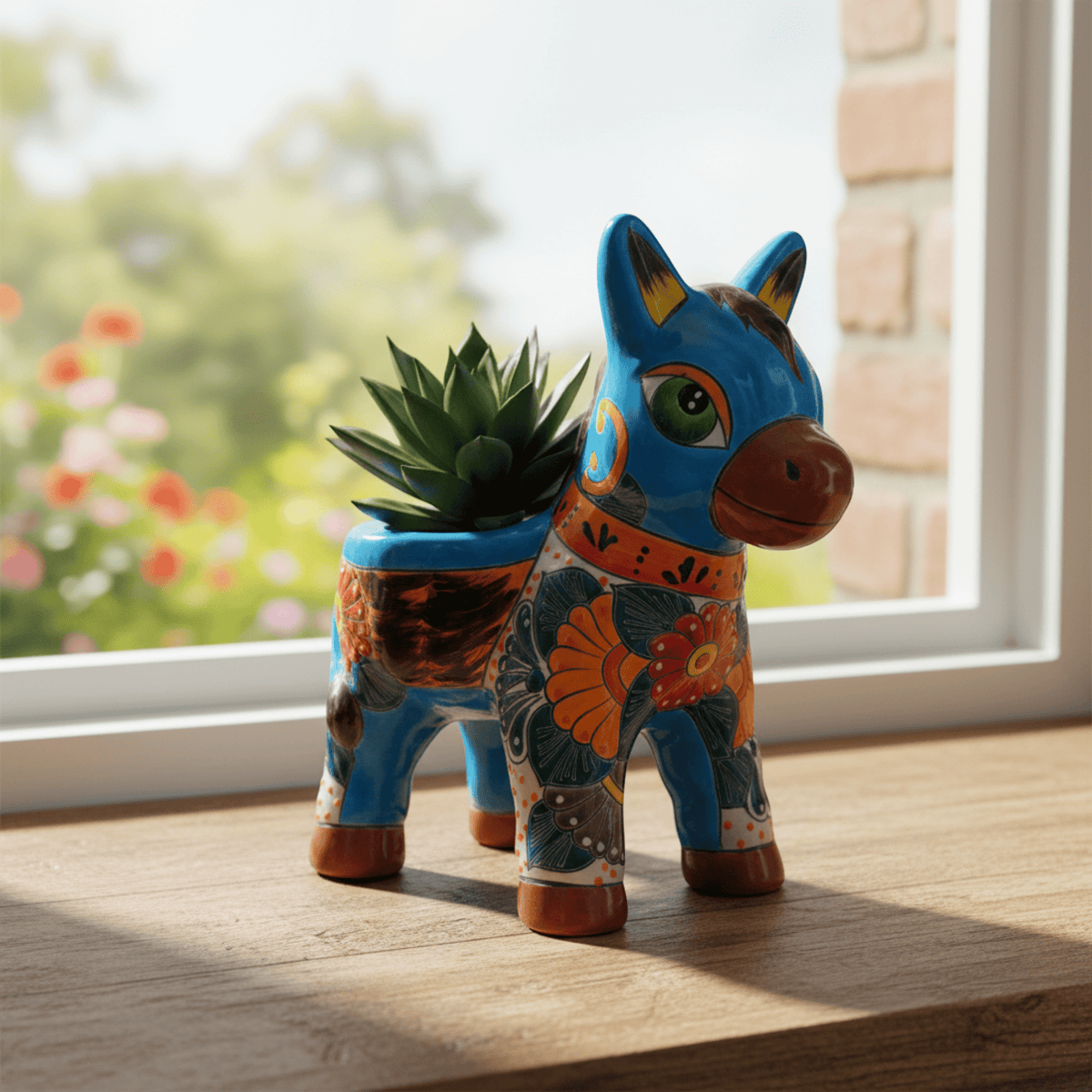 Talavera Donkey Planter | Handmade Mexican Ceramic Burro Pot Animal Planter La Vie Bien Talavera Donkey Planter | Handmade Mexican Ceramic Burro Pot