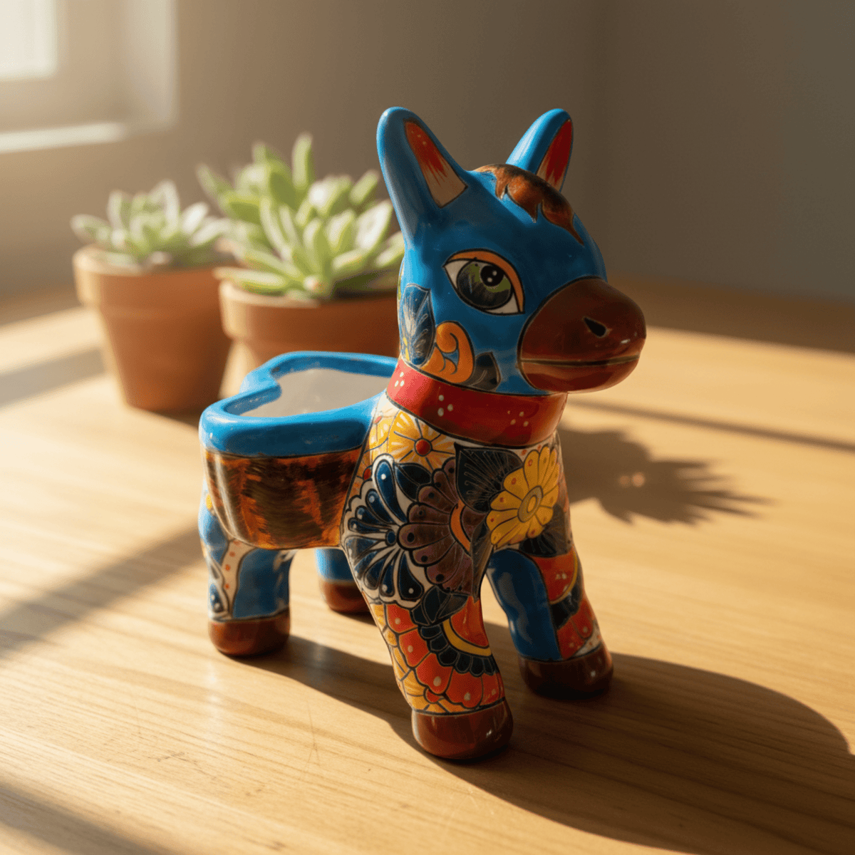 Talavera Donkey Planter | Handmade Mexican Ceramic Burro Pot Animal Planter La Vie Bien Talavera Donkey Planter | Handmade Mexican Ceramic Burro Pot