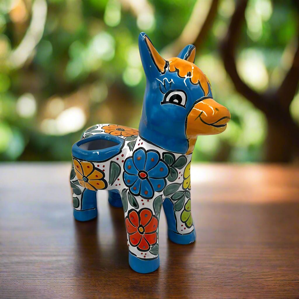 Talavera Donkey Planter | Handmade Mexican Ceramic Burro Pot Talavera Planter La Vie Bien Talavera Donkey Planter | Handmade Mexican Ceramic Burro Pot