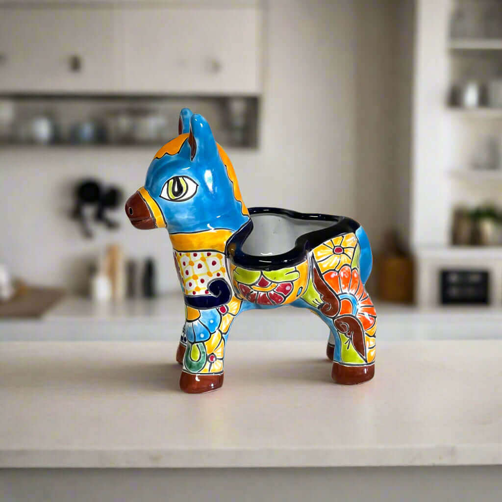 Talavera Donkey Planter | Handmade Mexican Ceramic Burro Pot Talavera Planter La Vie Bien Talavera Donkey Planter | Handmade Mexican Ceramic Burro Pot