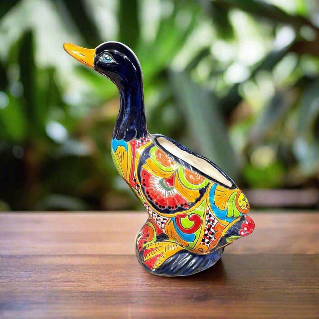 Talavera Duck Planter | Colorful Hand - Painted Mexican Ceramic Art Talavera Planter La Vie Bien Talavera Duck Planter | Colorful Hand - Painted Mexican Ceramic Art