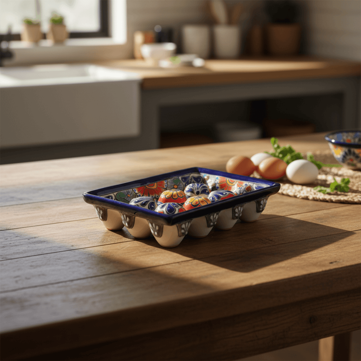 Talavera Egg Crate | Colorful Ceramic Egg Holder Talavera Egg Crate La Vie Bien Talavera Egg Crate | Colorful Ceramic Egg Holder