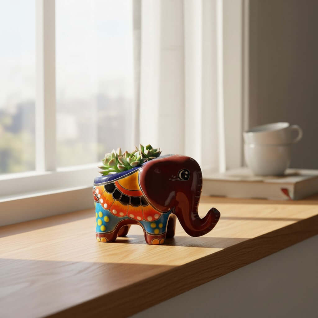 Talavera Elephant Planter | Colorful Hand-Painted Ceramic Animal Pot Talavera Planter La Vie Bien Talavera Elephant Planter | Colorful Hand-Painted Ceramic Animal Pot
