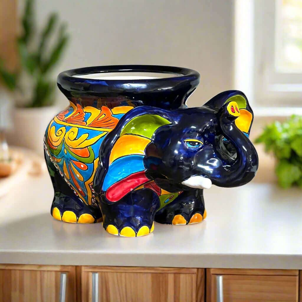 Talavera Elephant Planter | Colorful Mexican Ceramic Pot Talavera Planter La Vie Bien Talavera Elephant Planter | Colorful Mexican Ceramic Pot