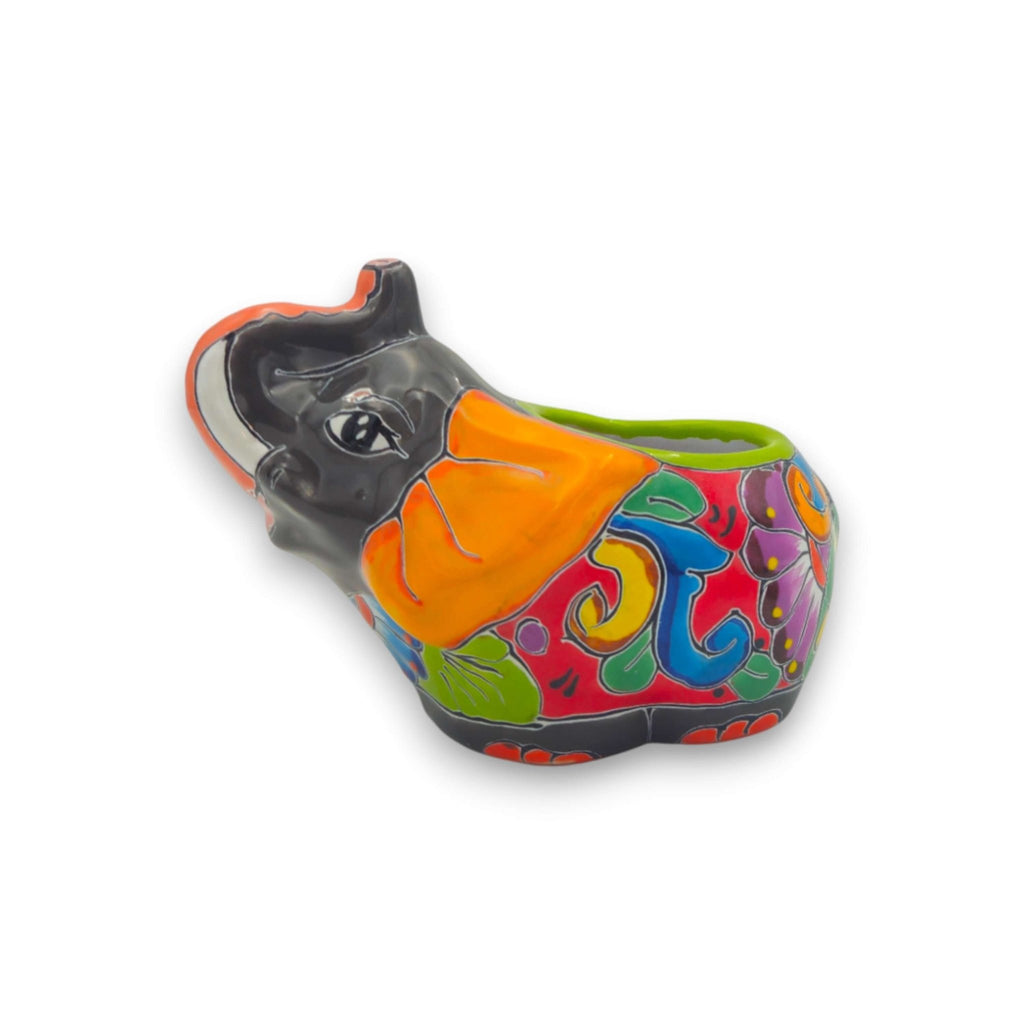 Talavera Elephant Planter | Hand-Painted Gray Ceramic Pot Talavera Planter La Vie Bien Talavera Elephant Planter | Hand-Painted Gray Ceramic Pot