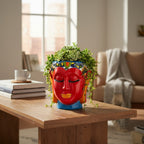 Talavera Face Planter | Hand - Painted Mexican Lady Pot Folk Art Talavera Planter La Vie Bien Talavera Face Planter | Hand - Painted Mexican Lady Pot Folk Art