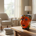 Talavera Face Planter | Hand - Painted Mexican Lady Pot Folk Art Talavera Planter La Vie Bien Talavera Face Planter | Hand - Painted Mexican Lady Pot Folk Art