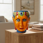 Talavera Face Planter | Hand - Painted Mexican Lady Pot Folk Art Talavera Planter La Vie Bien Talavera Face Planter | Hand - Painted Mexican Lady Pot Folk Art