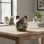 Talavera Fat Cat Planter | Day of the Dead Ceramic Art Talavera Planter La Vie Bien Talavera Fat Cat Planter | Day of the Dead Ceramic Art