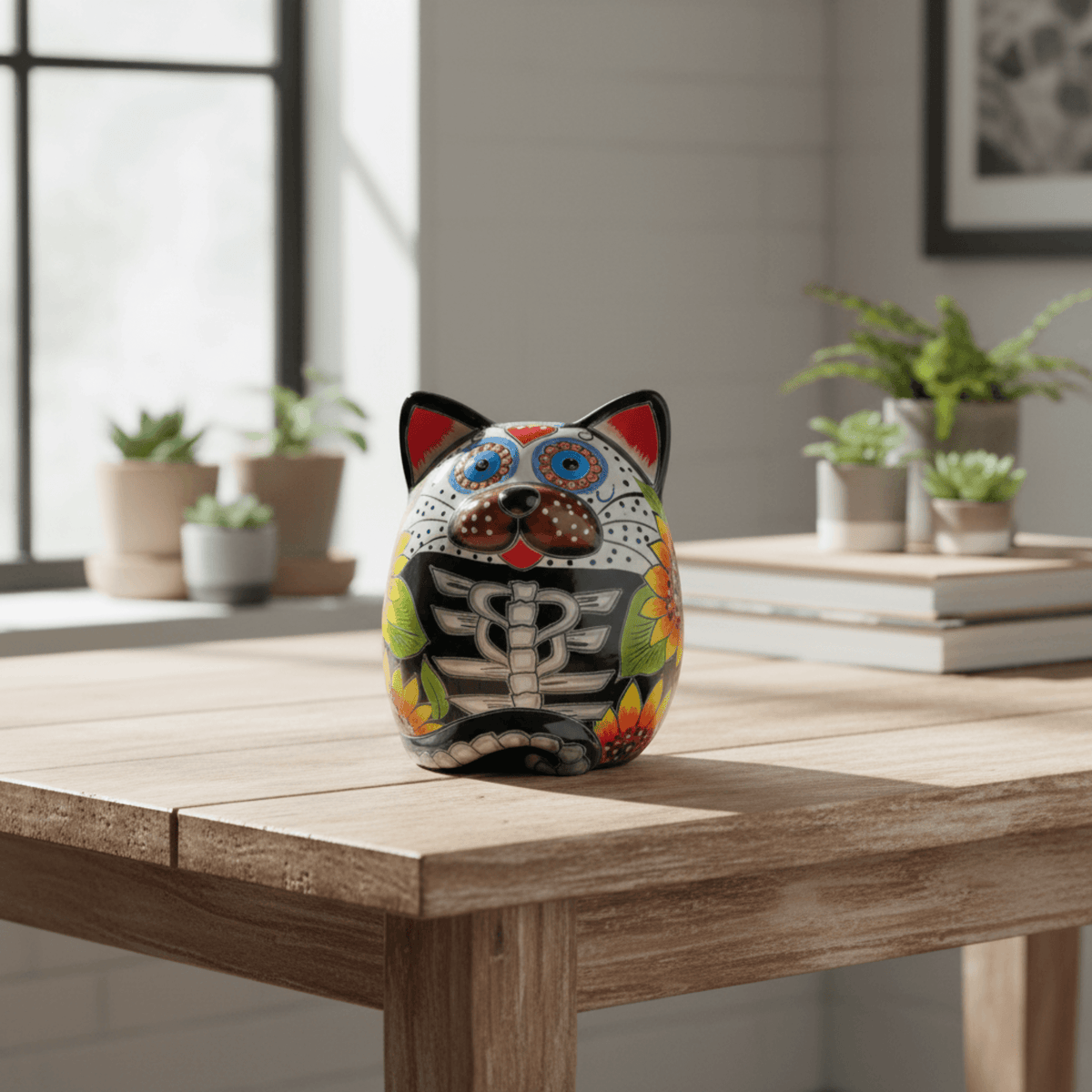 Talavera Fat Cat Planter | Day of the Dead Ceramic Art Talavera Planter La Vie Bien Talavera Fat Cat Planter | Day of the Dead Ceramic Art