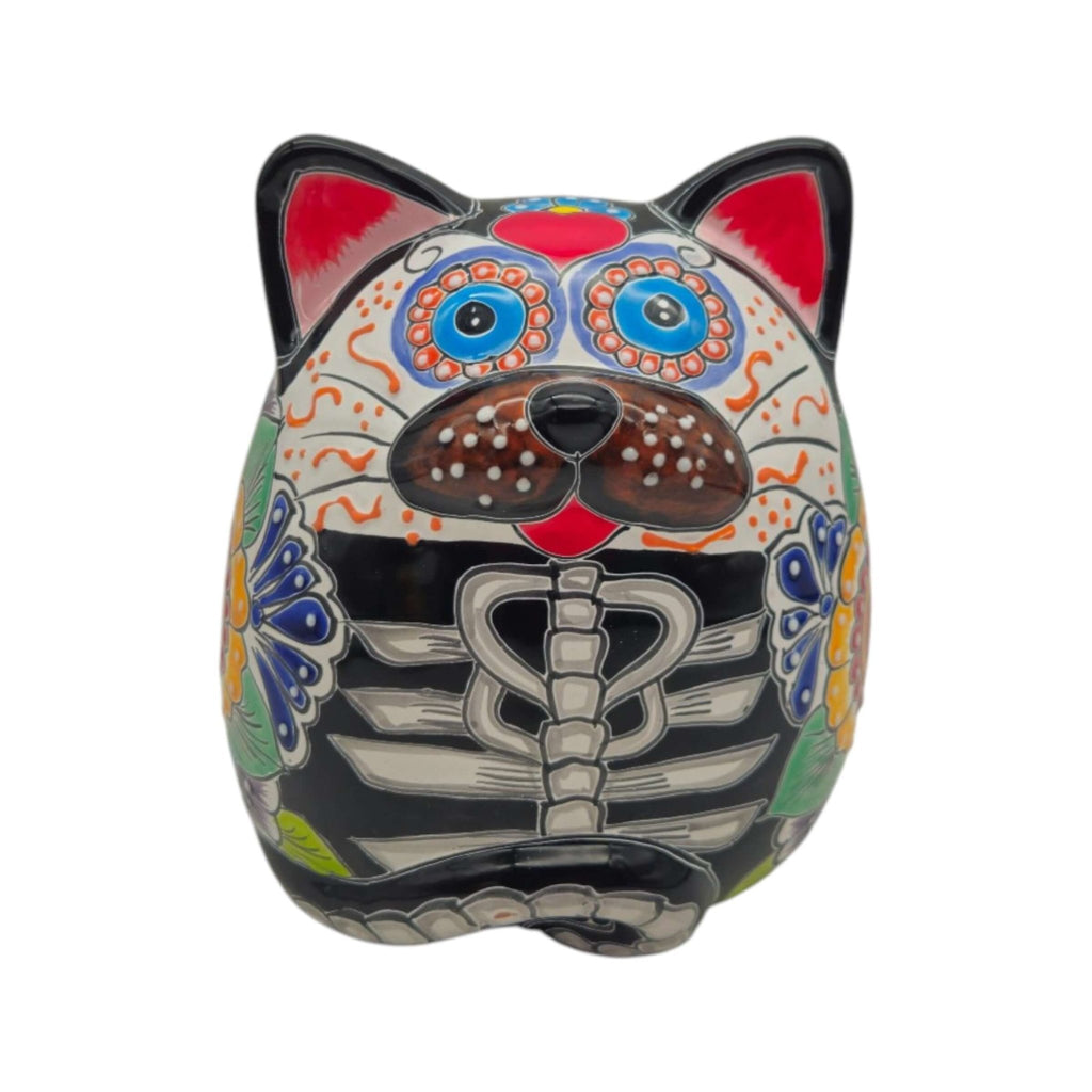 Talavera Fat Cat Planter | Day of the Dead Ceramic Art Talavera Planter La Vie Bien Talavera Fat Cat Planter | Day of the Dead Ceramic Art