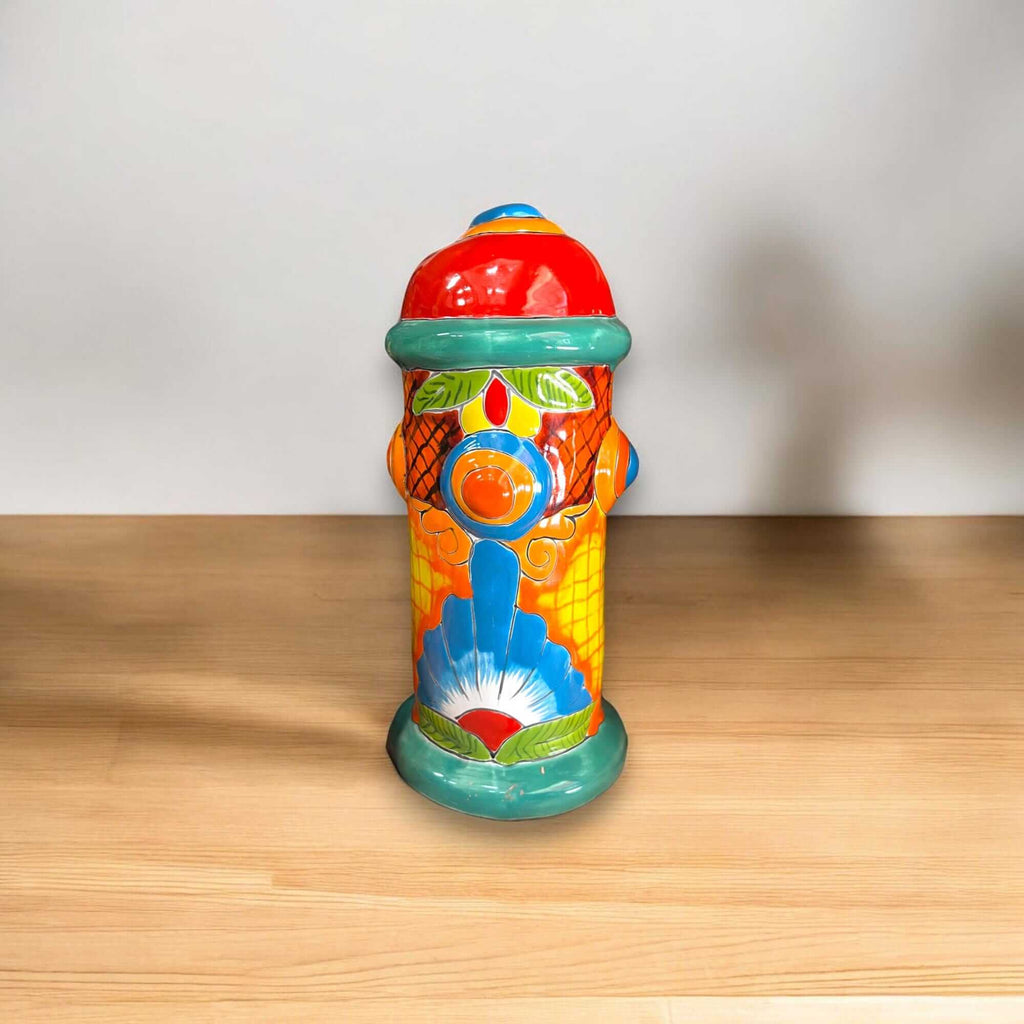 Talavera Fire Hydrant Statue | Hand - Painted Mexican Decor Talavera Statue La Vie Bien Talavera Fire Hydrant Statue | Hand - Painted Mexican Decor