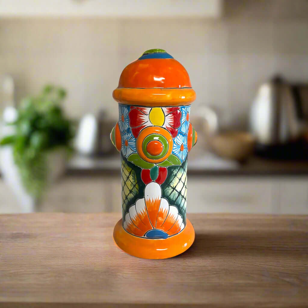 Talavera Fire Hydrant Statue | Hand - Painted Mexican Decor Talavera Statue La Vie Bien Talavera Fire Hydrant Statue | Hand - Painted Mexican Decor