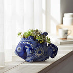 Talavera Fish Planter | Blue & White Design Talavera Planter La Vie Bien Talavera Fish Planter | Blue & White Design