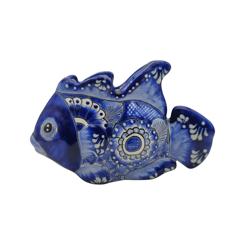 Talavera Fish Planter | Blue & White Design Talavera Planter La Vie Bien Talavera Fish Planter | Blue & White Design