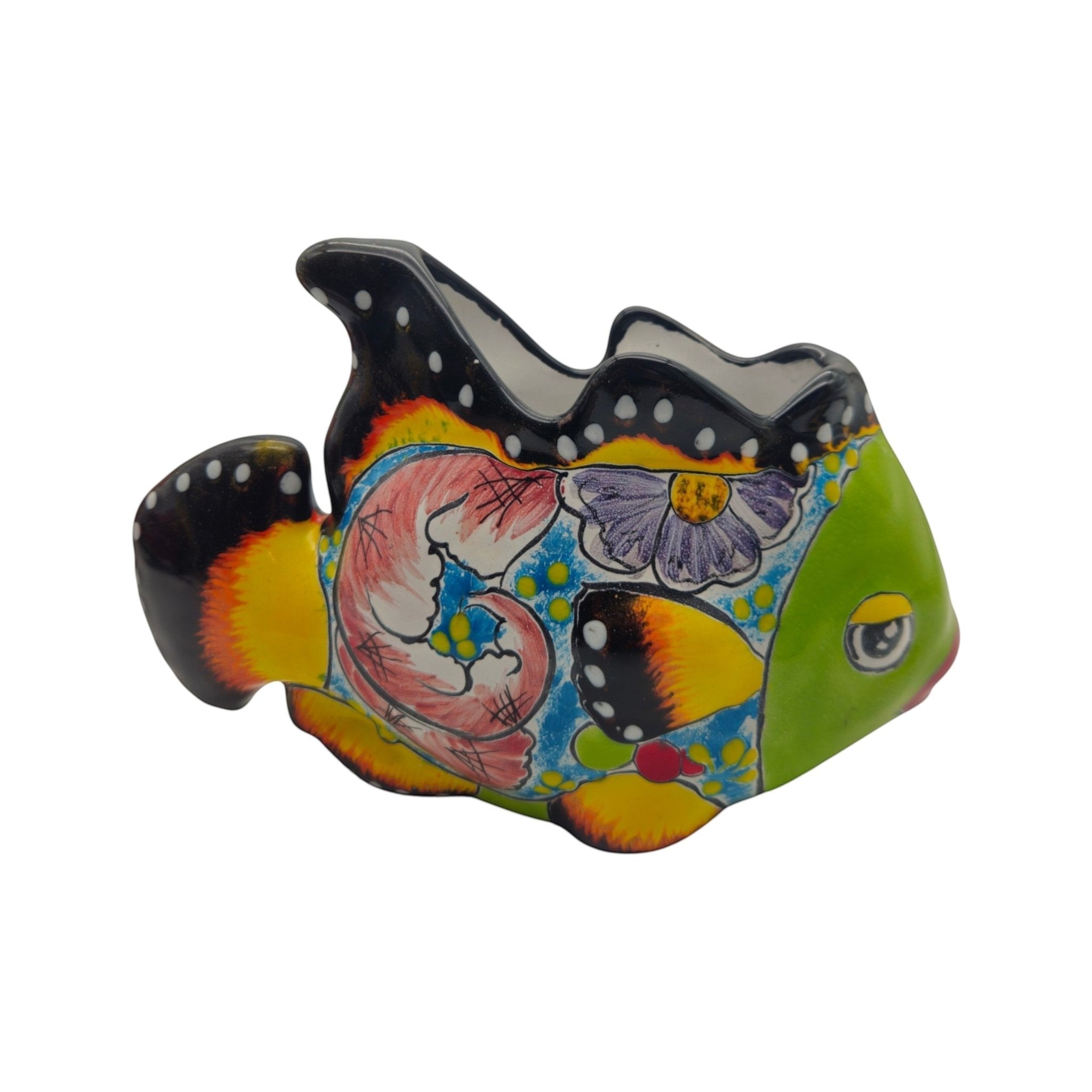 Talavera Fish Planter | Hand-Painted Colorful Mexican Pottery Talavera Planter La Vie Bien Talavera Fish Planter | Hand-Painted Colorful Mexican Pottery