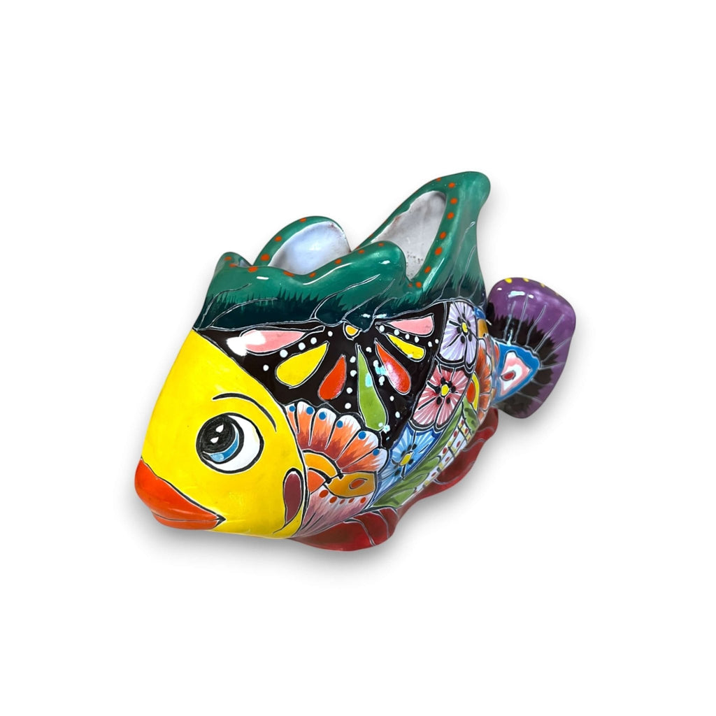 Talavera Fish Planter | Hand-Painted Colorful Mexican Pottery Talavera Planter La Vie Bien Talavera Fish Planter | Hand-Painted Colorful Mexican Pottery