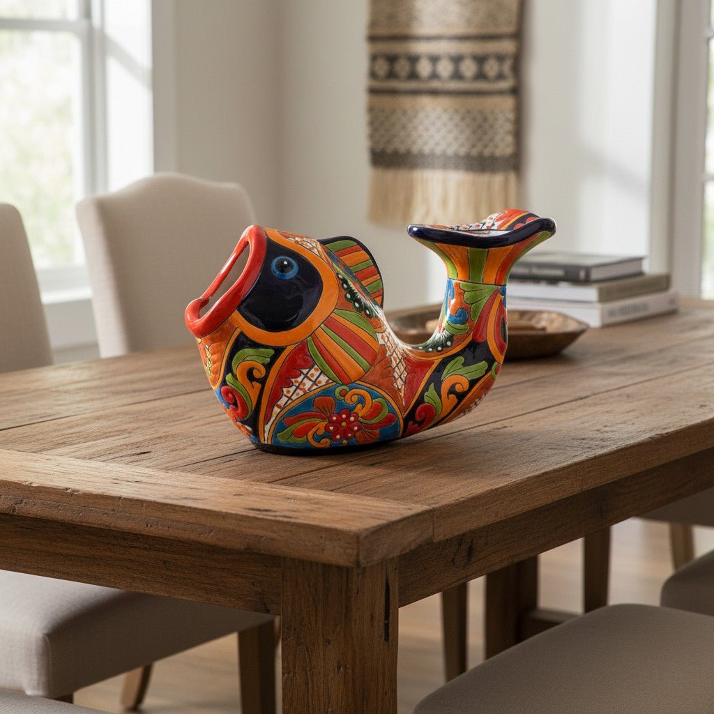 Talavera Fish Planter | Hand - Painted Mexican Ceramic Decor Talavera Planter La Vie Bien Talavera Fish Planter | Hand - Painted Mexican Ceramic Decor