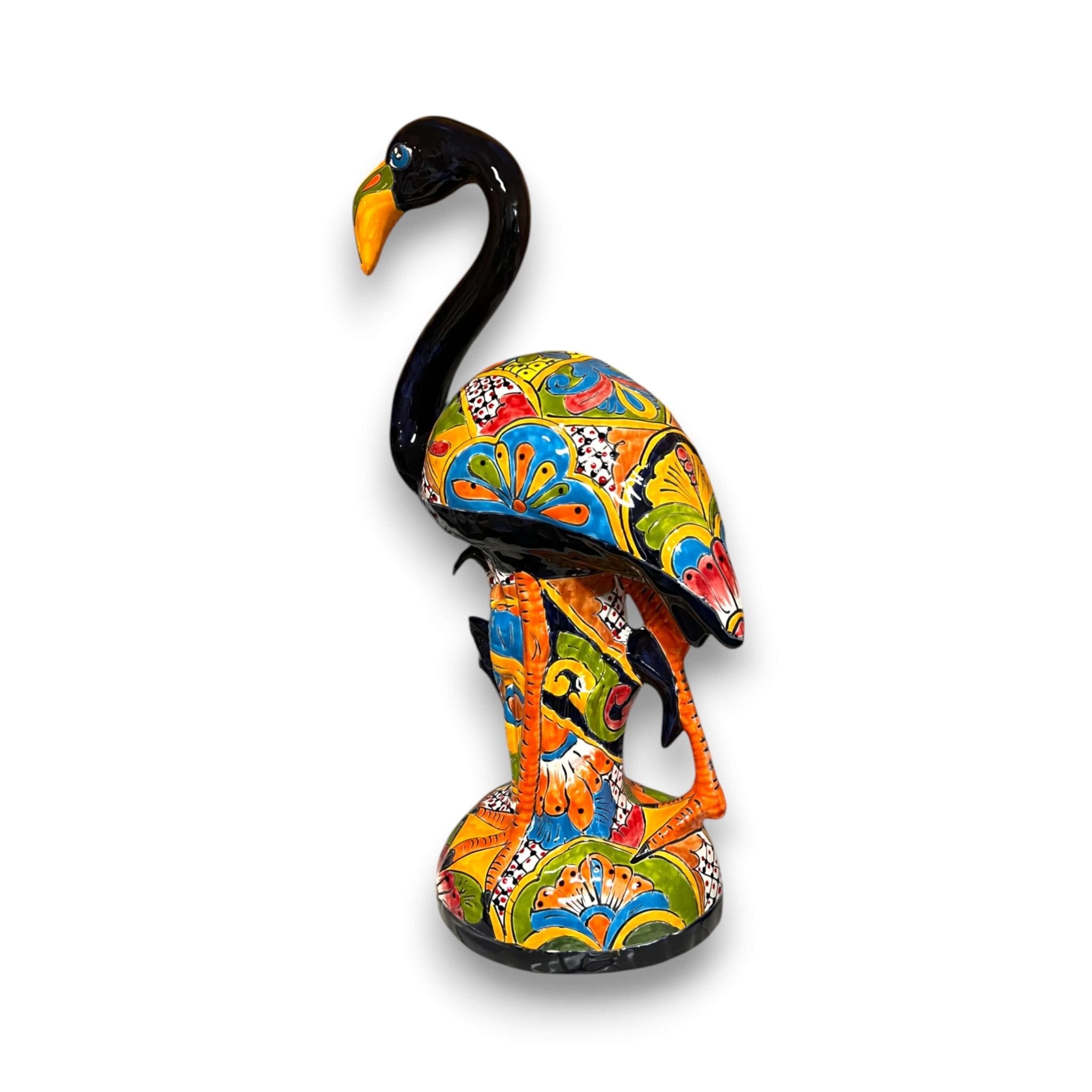 Talavera Flamingo Statue | Hand-Painted Mexican Ceramic Bird Art Talavera Statue La Vie Bien Talavera Flamingo Statue | Hand-Painted Mexican Ceramic Bird Art