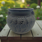 Talavera Floral Pot | Handcrafted Black Design Talavera Flower Pot La Vie Bien Talavera Floral Pot | Handcrafted Black Design