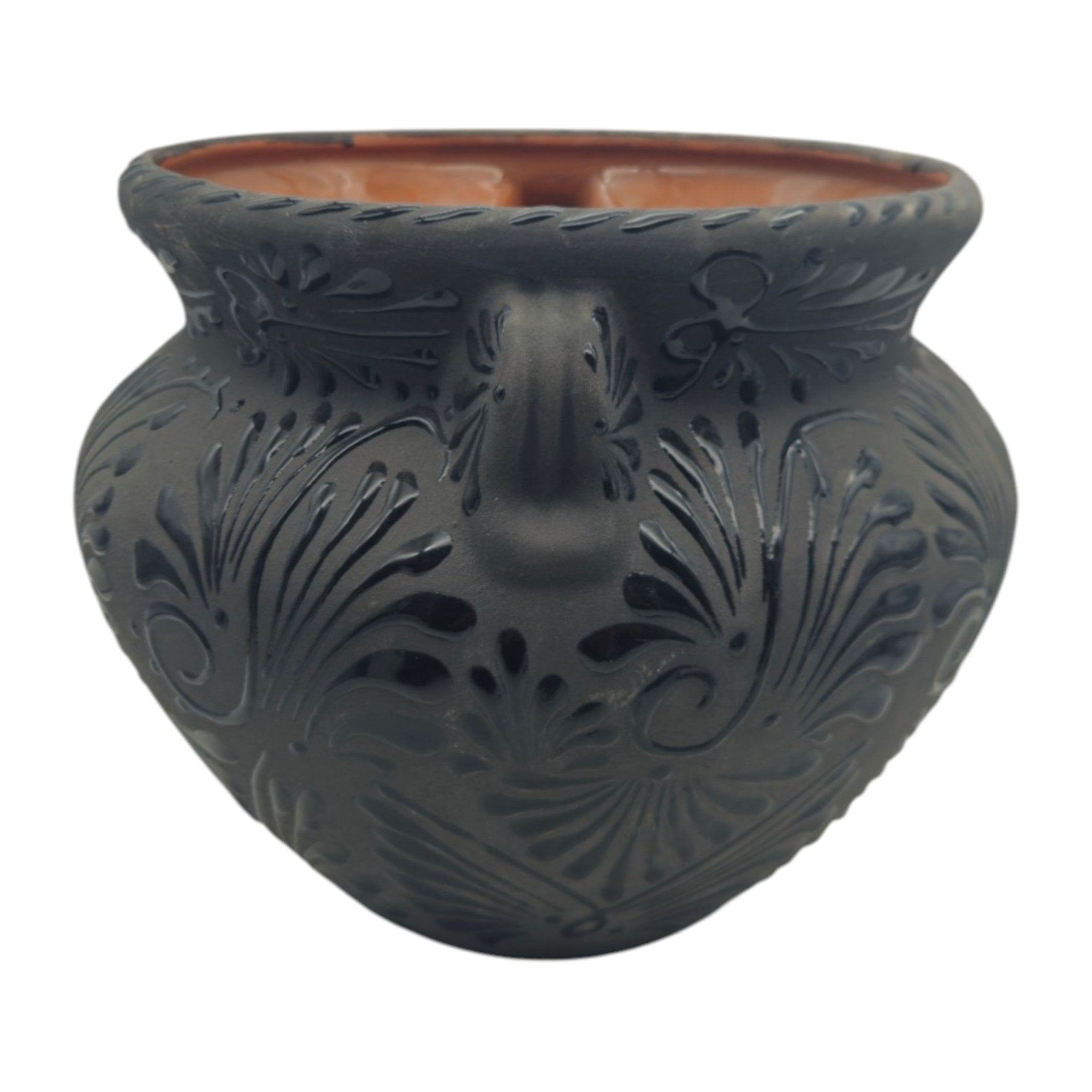 Talavera Floral Pot | Handcrafted Black Design Talavera Flower Pot La Vie Bien Talavera Floral Pot | Handcrafted Black Design