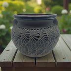 Talavera Floral Pot | Handcrafted Black Design