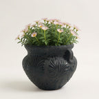 Talavera Floral Pot | Handcrafted Black Design