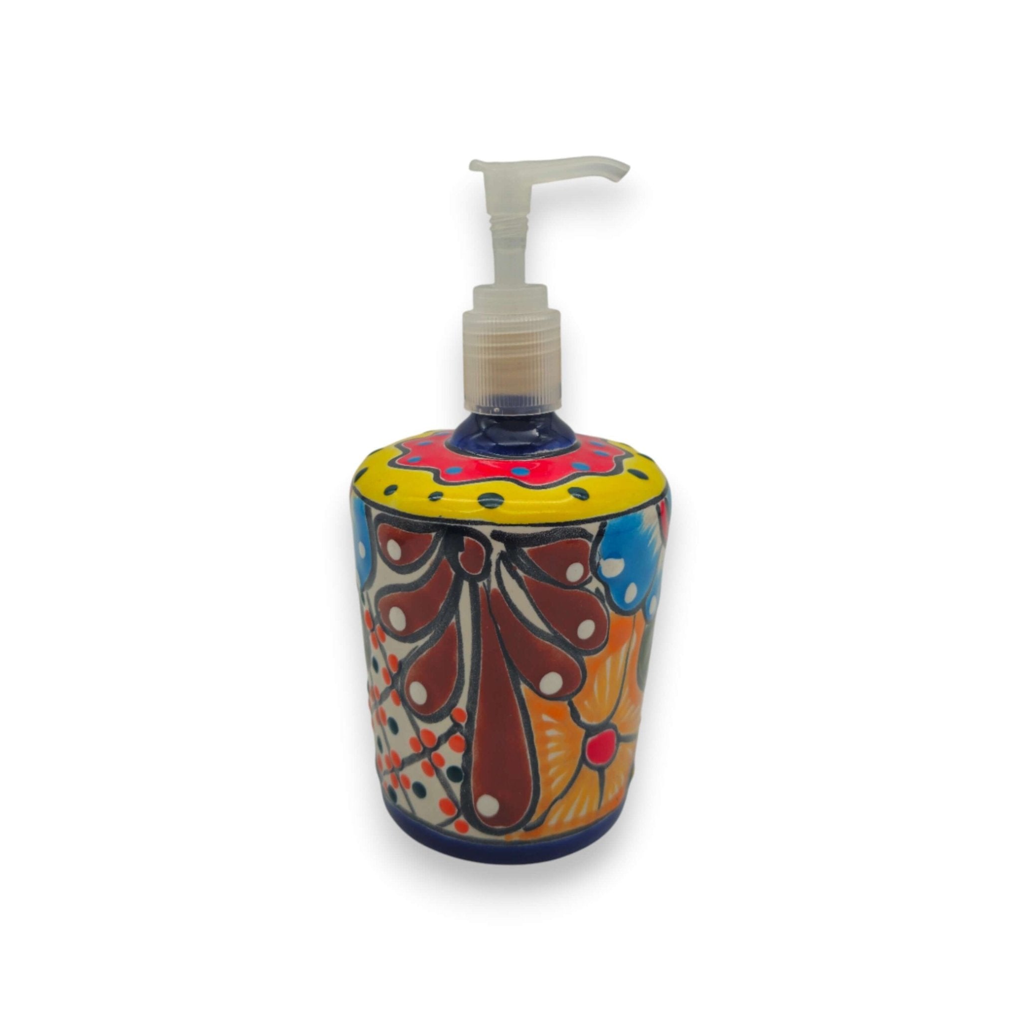 Talavera Floral Soap Pump | Hand-Painted Mexican Ceramic Talavera Soap Dispenser La Vie Bien Talavera Floral Soap Pump | Hand-Painted Mexican Ceramic