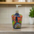 Talavera Floral Soap Pump | Hand - Painted Mexican Ceramic Talavera Soap Dispenser La Vie Bien Talavera Floral Soap Pump | Hand - Painted Mexican Ceramic