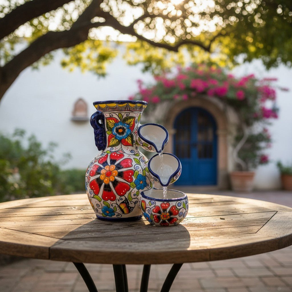 Talavera Floral Water Fountain | Handmade Mexican Art Talavera Fountain La Vie Bien Talavera Floral Water Fountain | Handmade Mexican Art