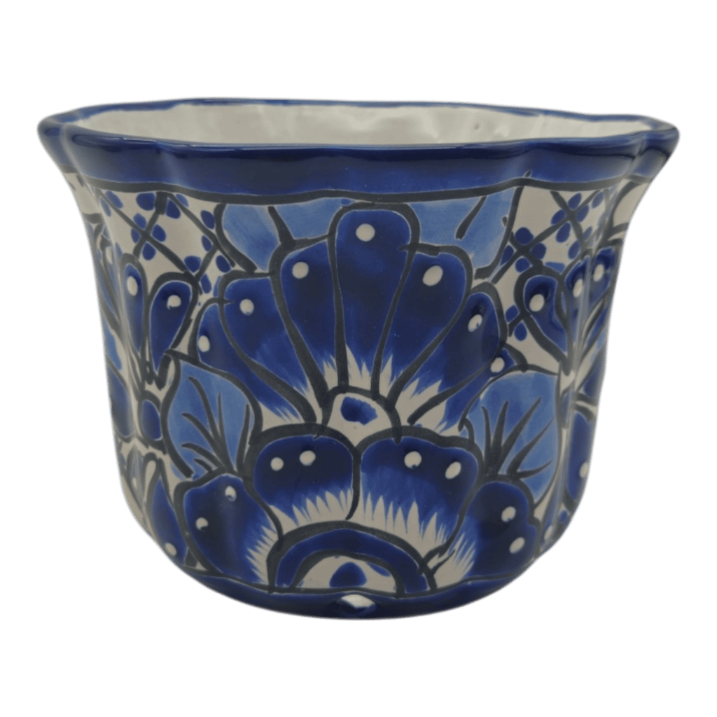 Talavera Flower Pot | Handcrafted Blue & White Mexican Ceramic Talavera Flower Pot La Vie Bien Talavera Flower Pot | Handcrafted Blue & White Mexican Ceramic