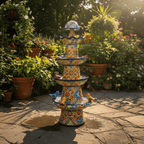 Talavera Fountain | Four-Foot Mexican Ceramic Water Feature Talavera Fountain La Vie Bien Talavera Fountain | Four-Foot Mexican Ceramic Water Feature