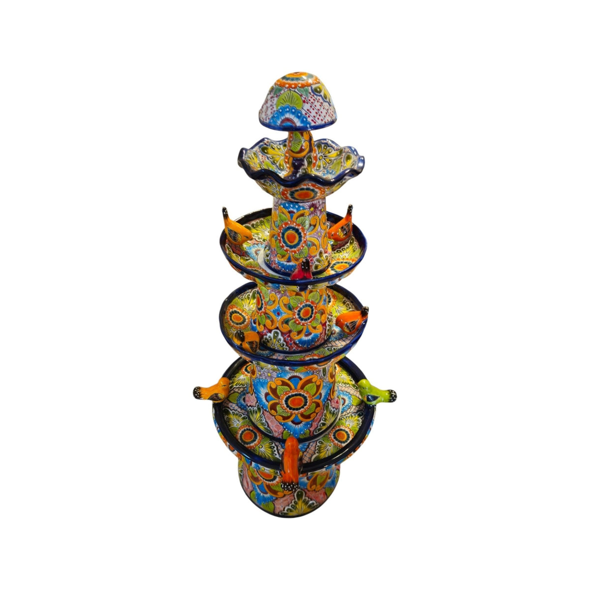 Talavera Fountain | Four-Foot Mexican Ceramic Water Feature Talavera Fountain La Vie Bien Talavera Fountain | Four-Foot Mexican Ceramic Water Feature