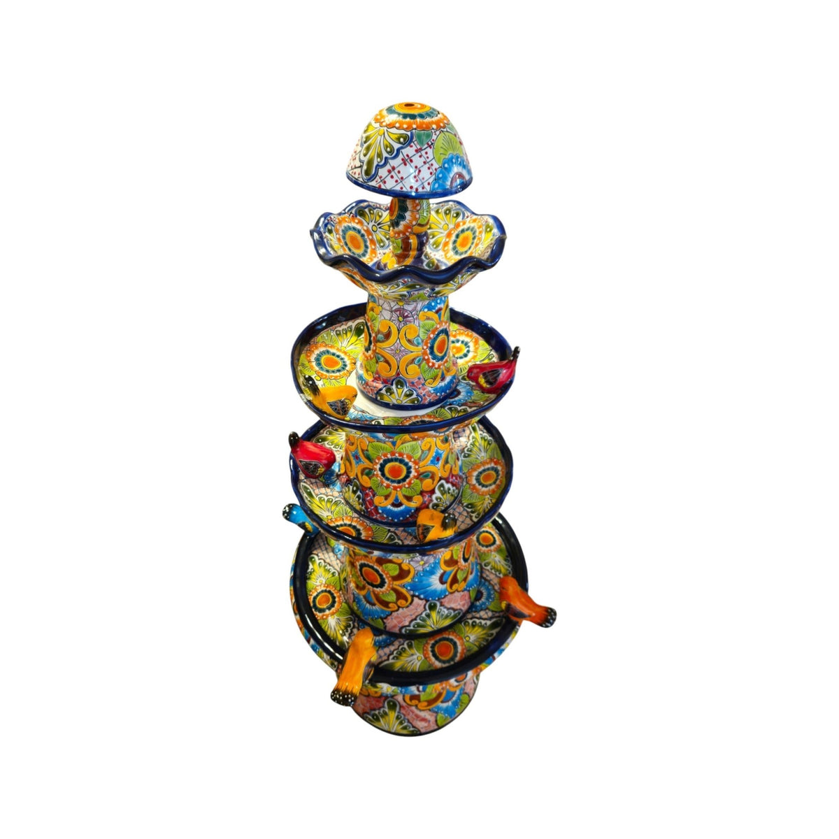 Talavera Fountain | Four-Foot Mexican Ceramic Water Feature Talavera Fountain La Vie Bien Talavera Fountain | Four-Foot Mexican Ceramic Water Feature