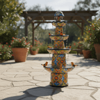 Talavera Fountain | Four-Foot Mexican Ceramic Water Feature Talavera Fountain La Vie Bien Talavera Fountain | Four-Foot Mexican Ceramic Water Feature