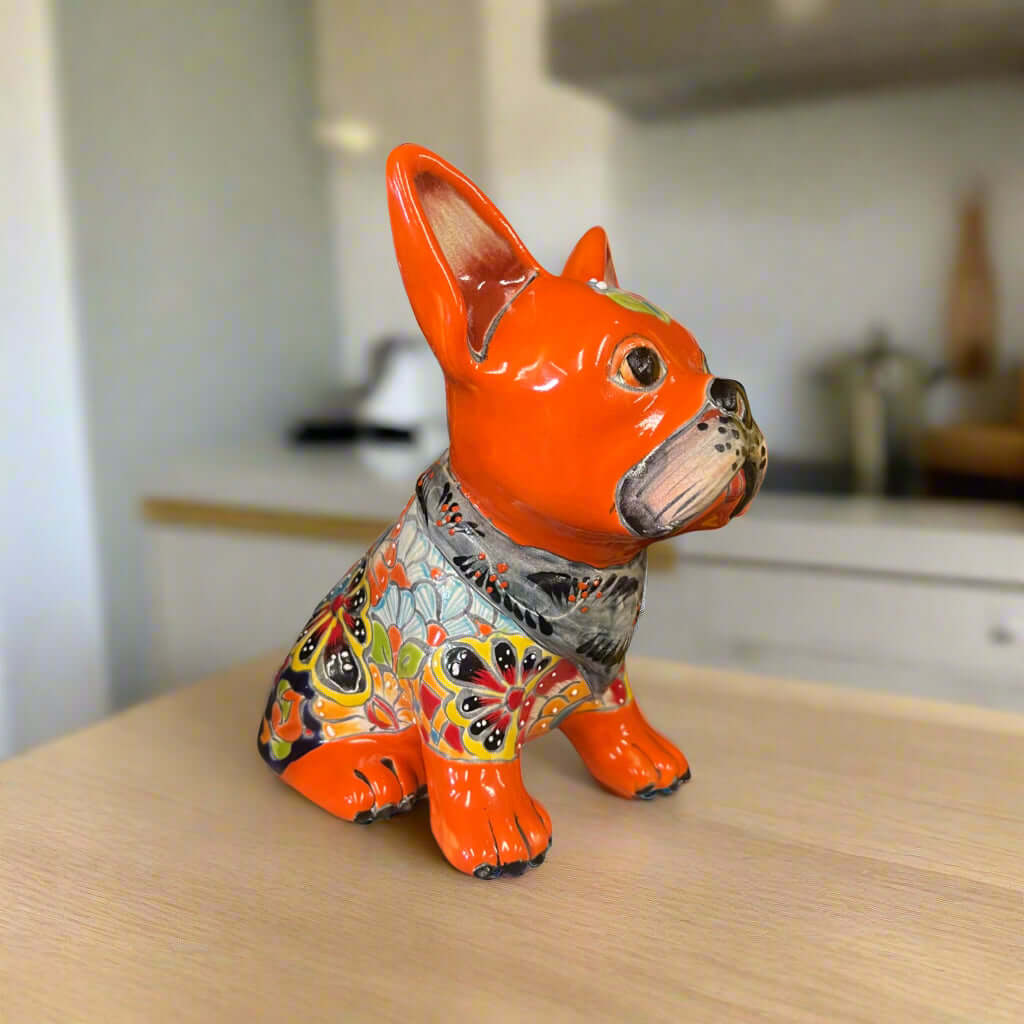 Talavera French Bulldog | Handcrafted Mexican Frenchie Statue Talavera Figurine La Vie Bien Talavera French Bulldog | Handcrafted Mexican Frenchie Statue