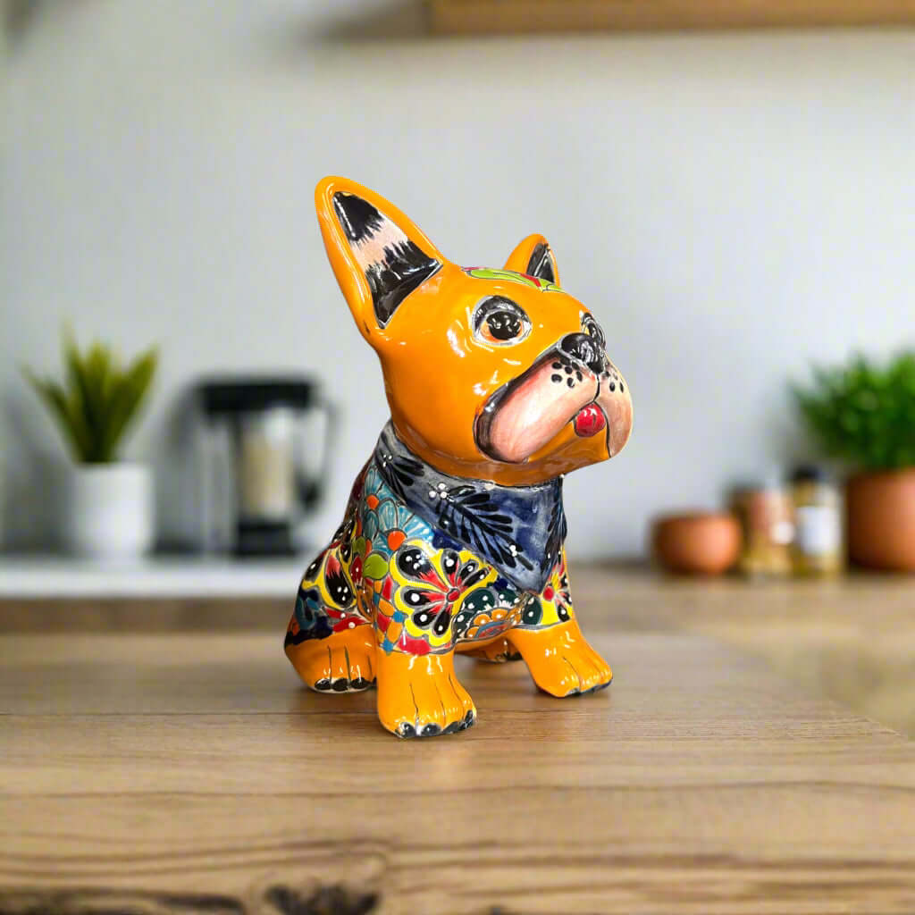 Talavera French Bulldog | Handcrafted Mexican Frenchie Statue Talavera Figurine La Vie Bien Talavera French Bulldog | Handcrafted Mexican Frenchie Statue