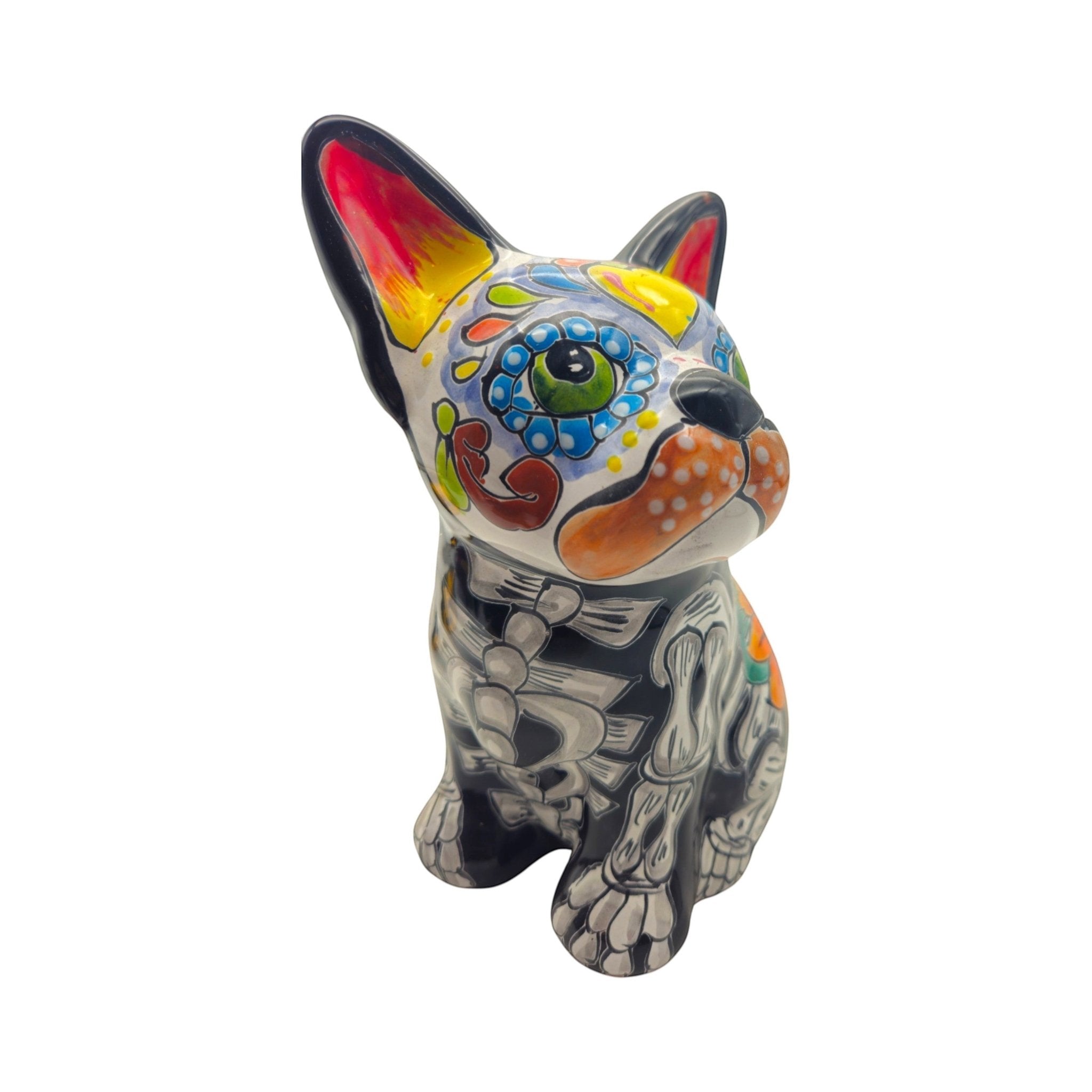 Talavera French Bulldog Statue | Day of the Dead Mexican Decor Talavera Statue La Vie Bien Talavera French Bulldog Statue | Day of the Dead Mexican Decor