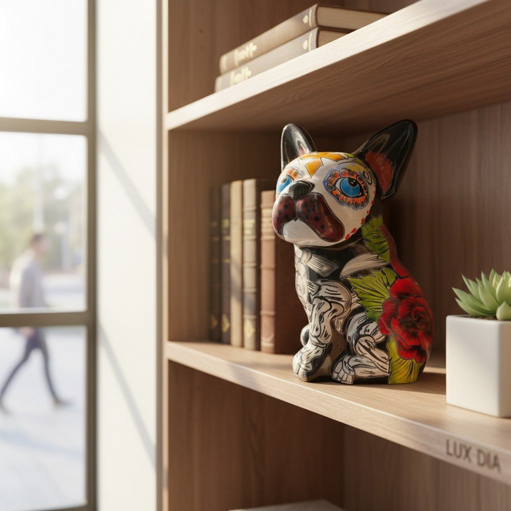 Talavera French Bulldog Statue | Day of the Dead Mexican Decor Talavera Statue La Vie Bien Talavera French Bulldog Statue | Day of the Dead Mexican Decor